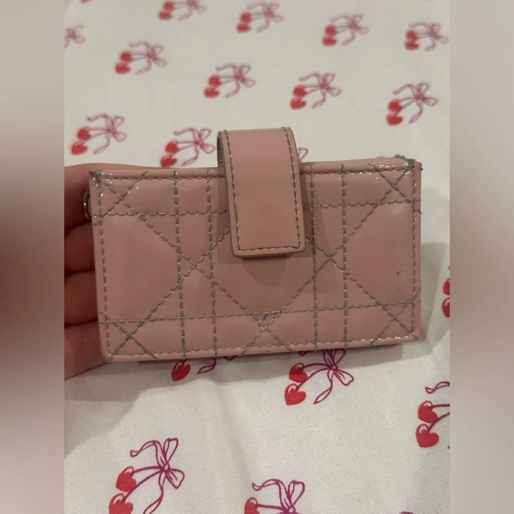 Pink Christian Dior Quilted Cardholder/Wallet